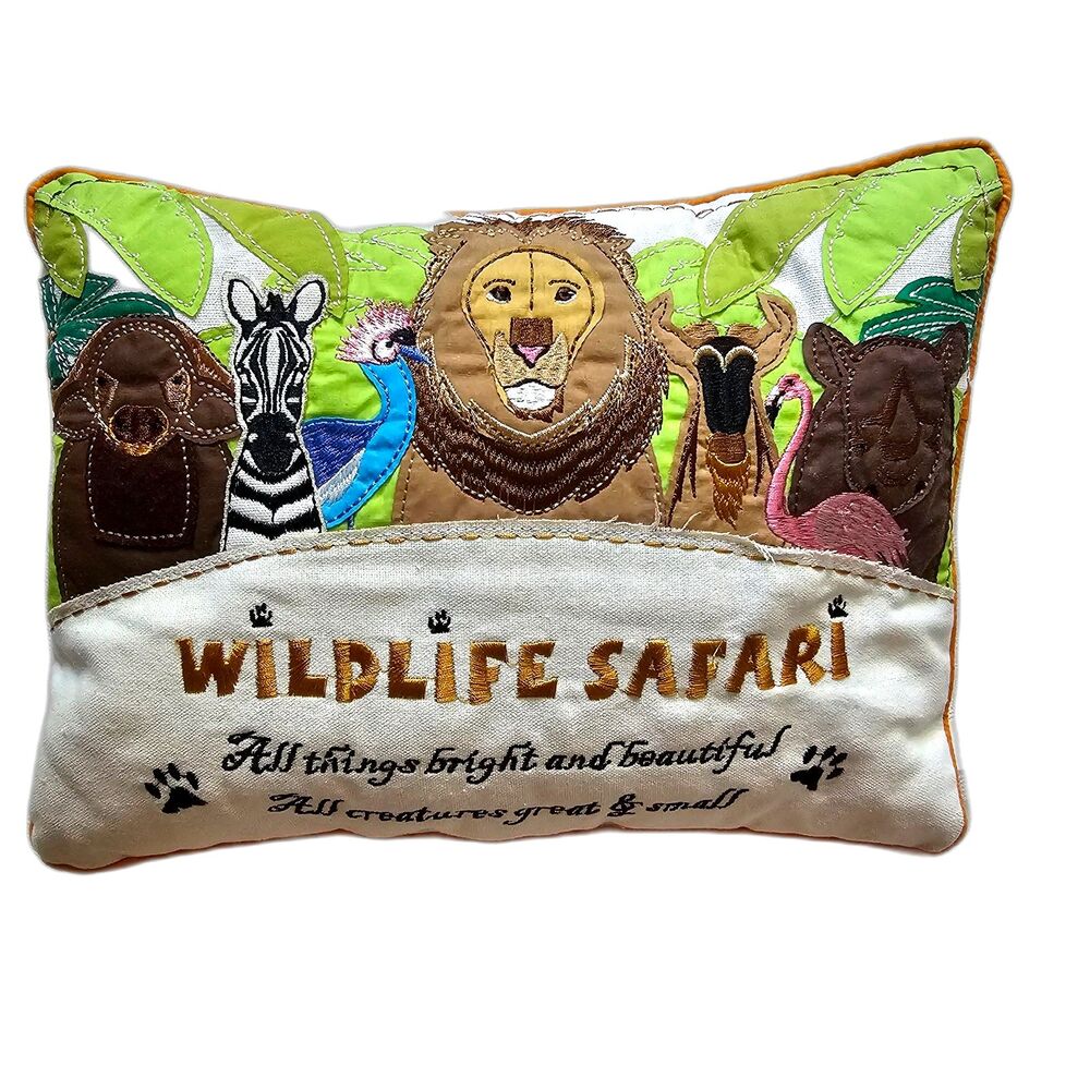 Tag WILDLIFE SAFARI Embroidered Pillow - Kid's Room Animals All Things Bright..